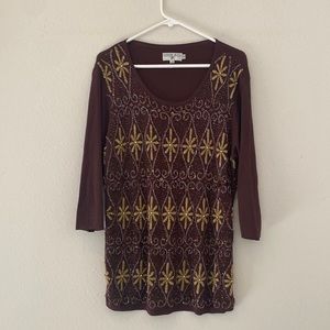 Louise Rocci beaded top. gorgeous bearing. Size 22. Measurements included